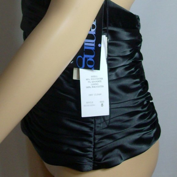 Black Satin Halter Evening Wear Adrianna Papell Size 8 NWT - Picture 9 of 12